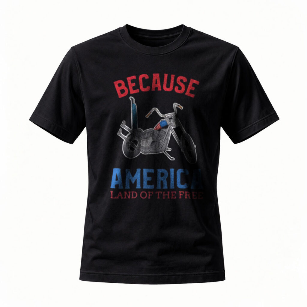 Because America Land of the Free Motorcycle T-Shirt Men's Black