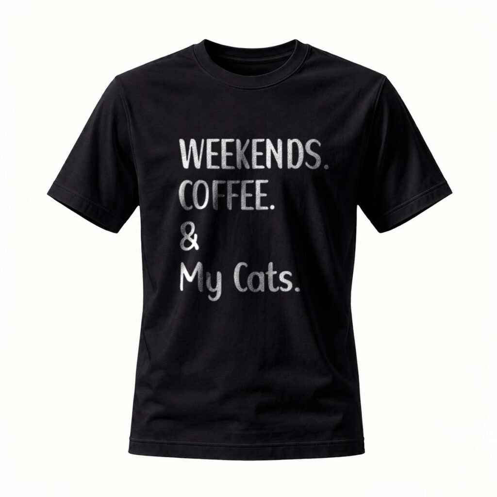 Weekends Coffee and My Cats T-Shirt for Cat Lovers