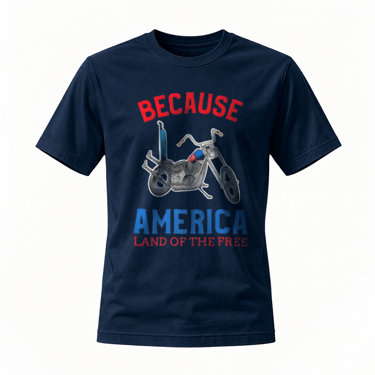 Because America Land of the Free Motorcycle T-Shirt Men's - Image 7