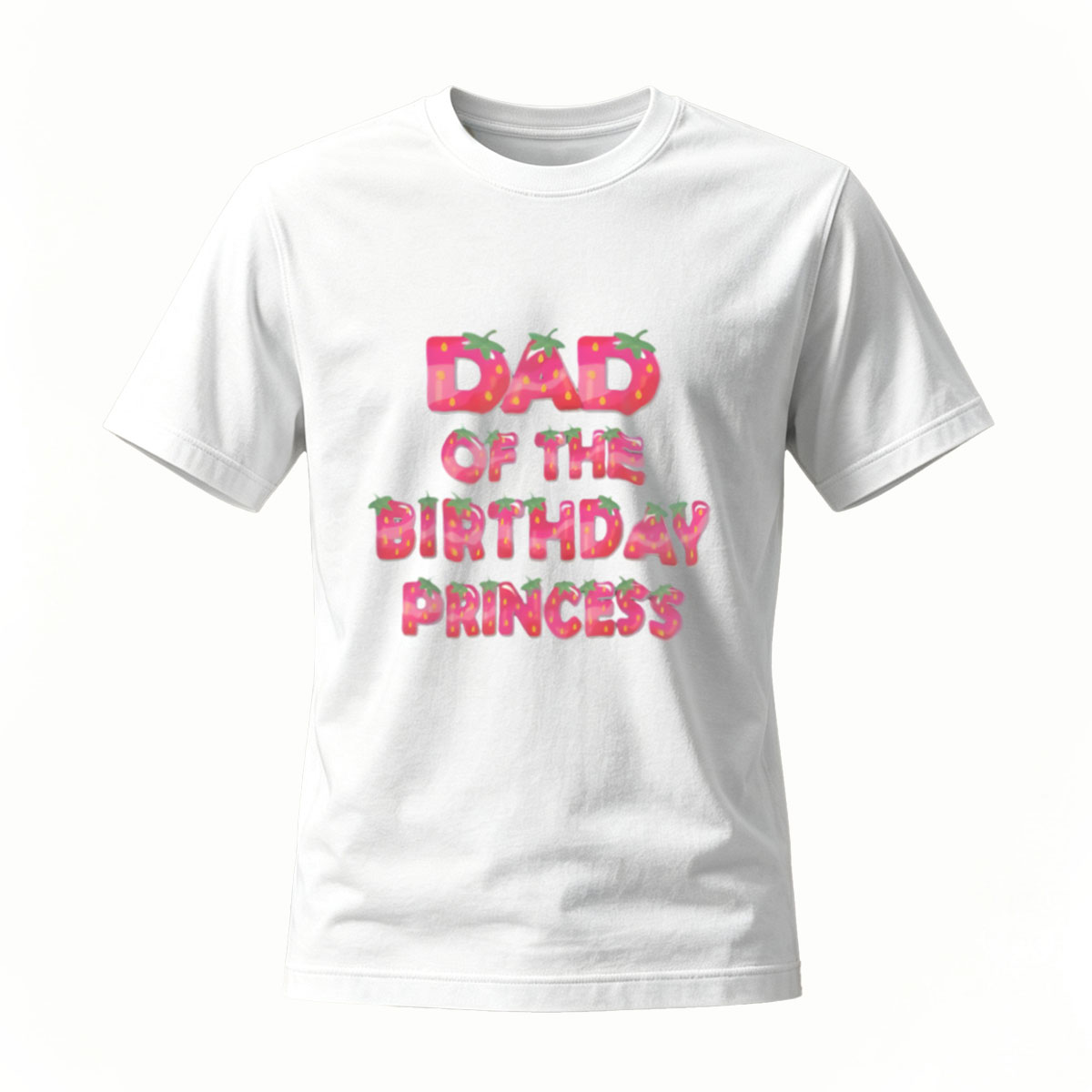 Dad of the Birthday Princess Strawberry Print T-Shirt - Image 2