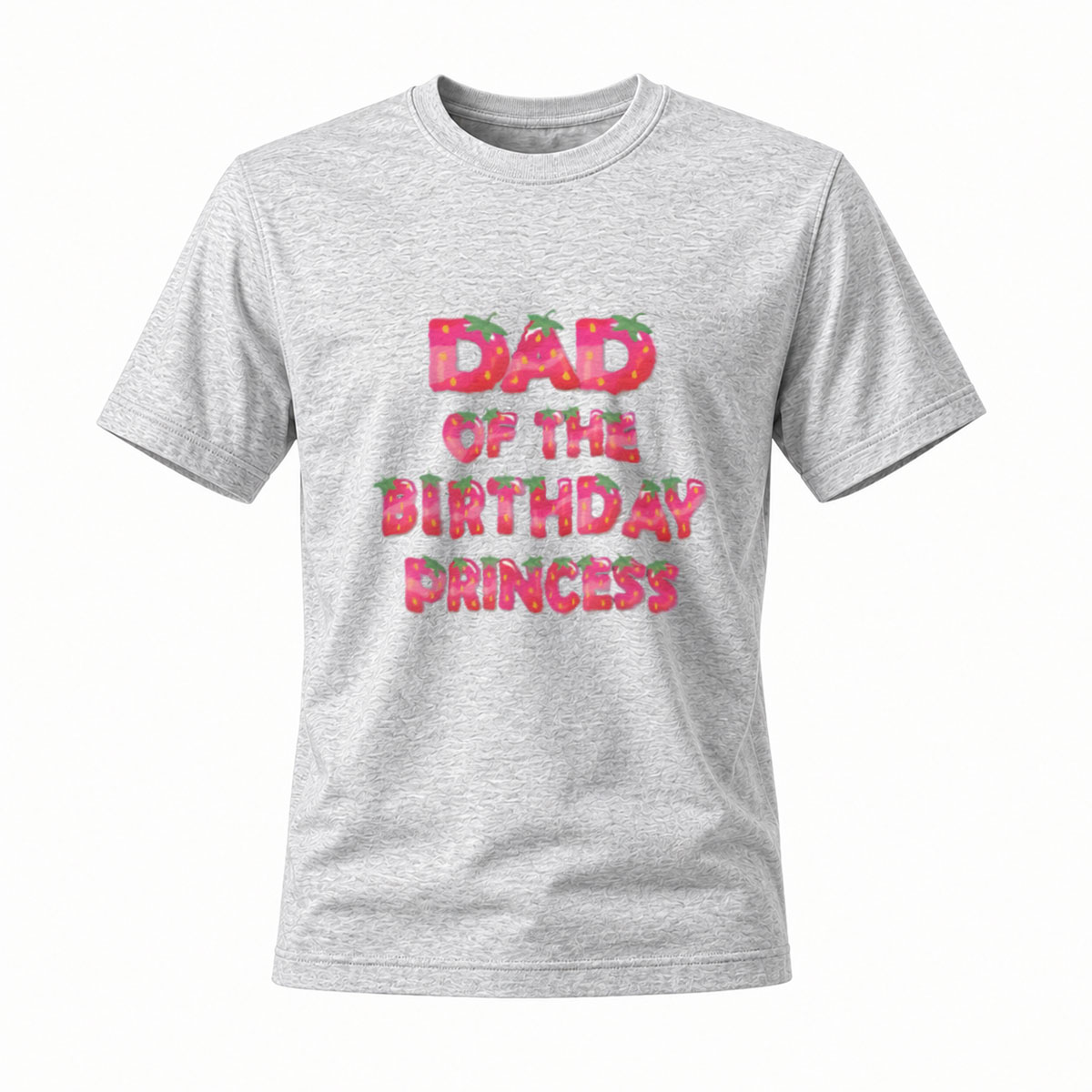 Dad of the Birthday Princess Strawberry Print T-Shirt - Image 3