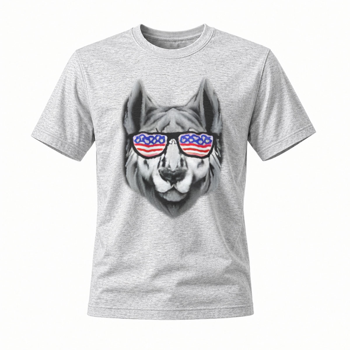 American Flag Dog Sunglasses T-Shirt Men's Casual Wear - Image 3