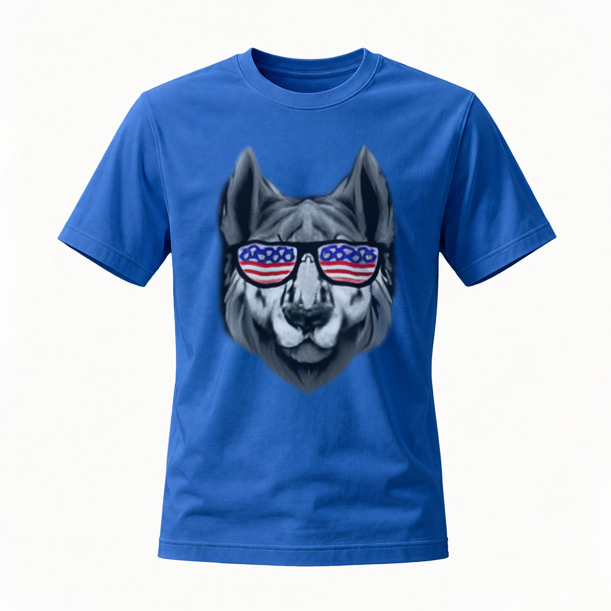 American Flag Dog Sunglasses T-Shirt Men's Casual Wear - Image 4