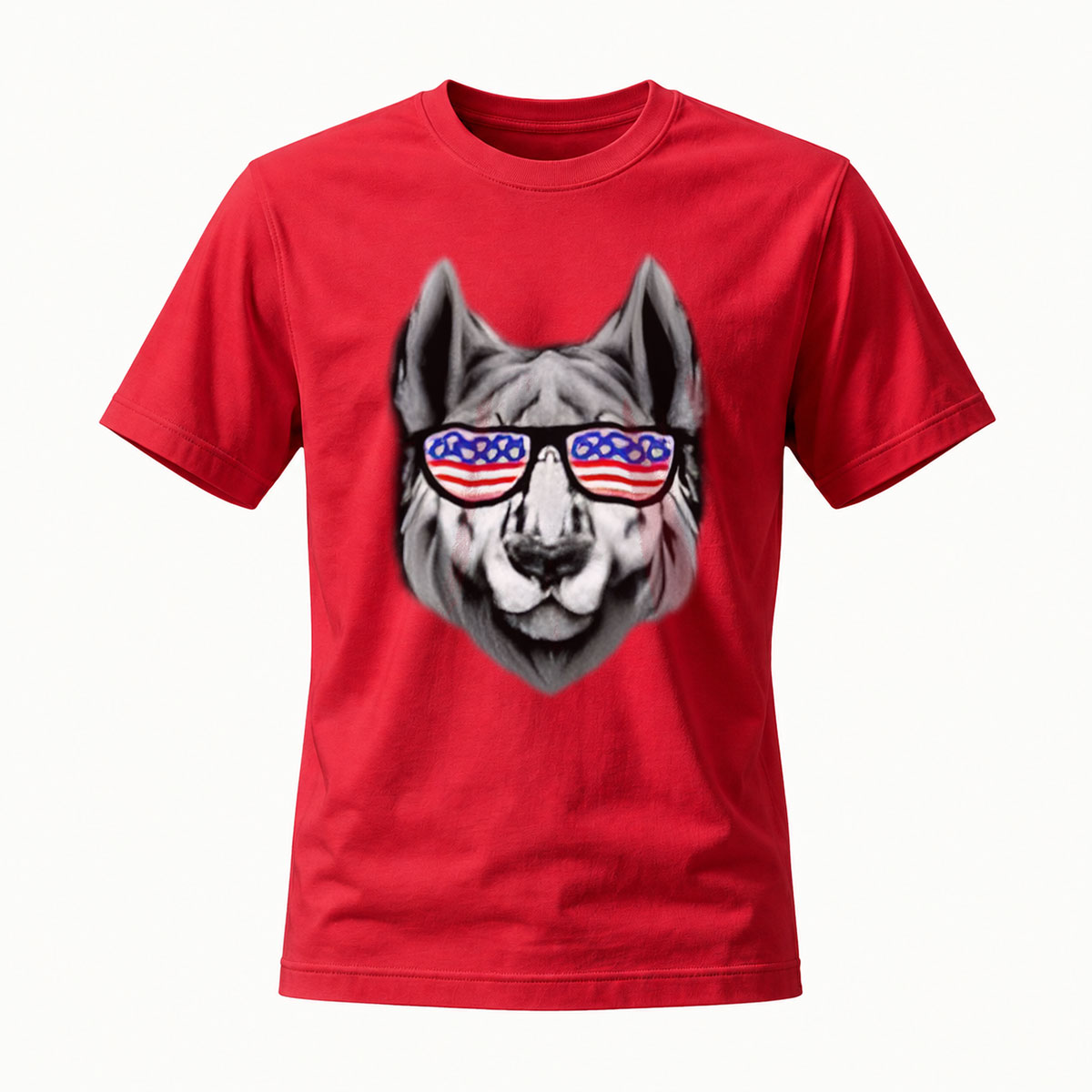American Flag Dog Sunglasses T-Shirt Men's Casual Wear - Image 5