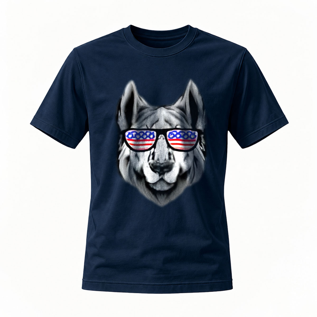 American Flag Dog Sunglasses T-Shirt Men's Casual Wear - Image 7