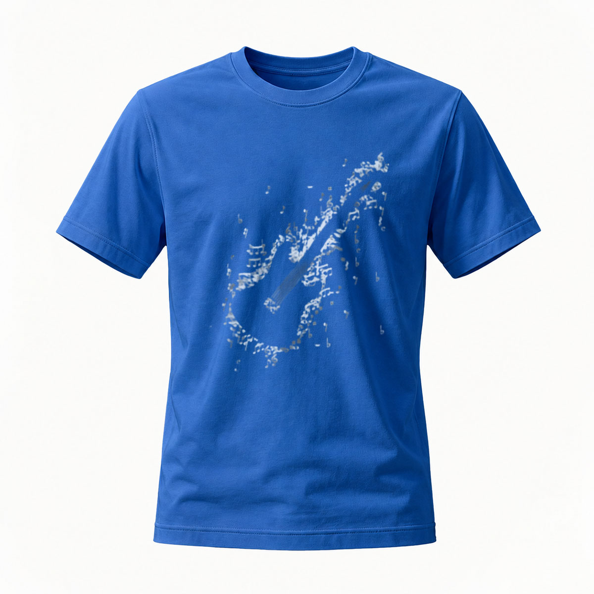 Black T-Shirt with Abstract Guitar Print Men's Casual Wear - Image 4