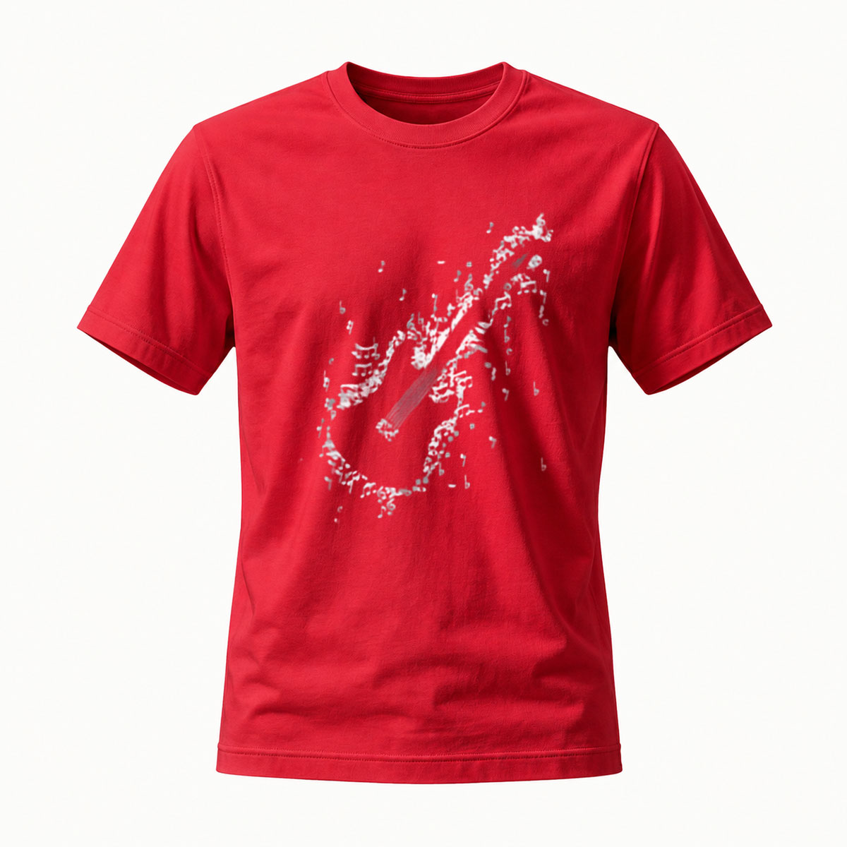 Black T-Shirt with Abstract Guitar Print Men's Casual Wear - Image 5