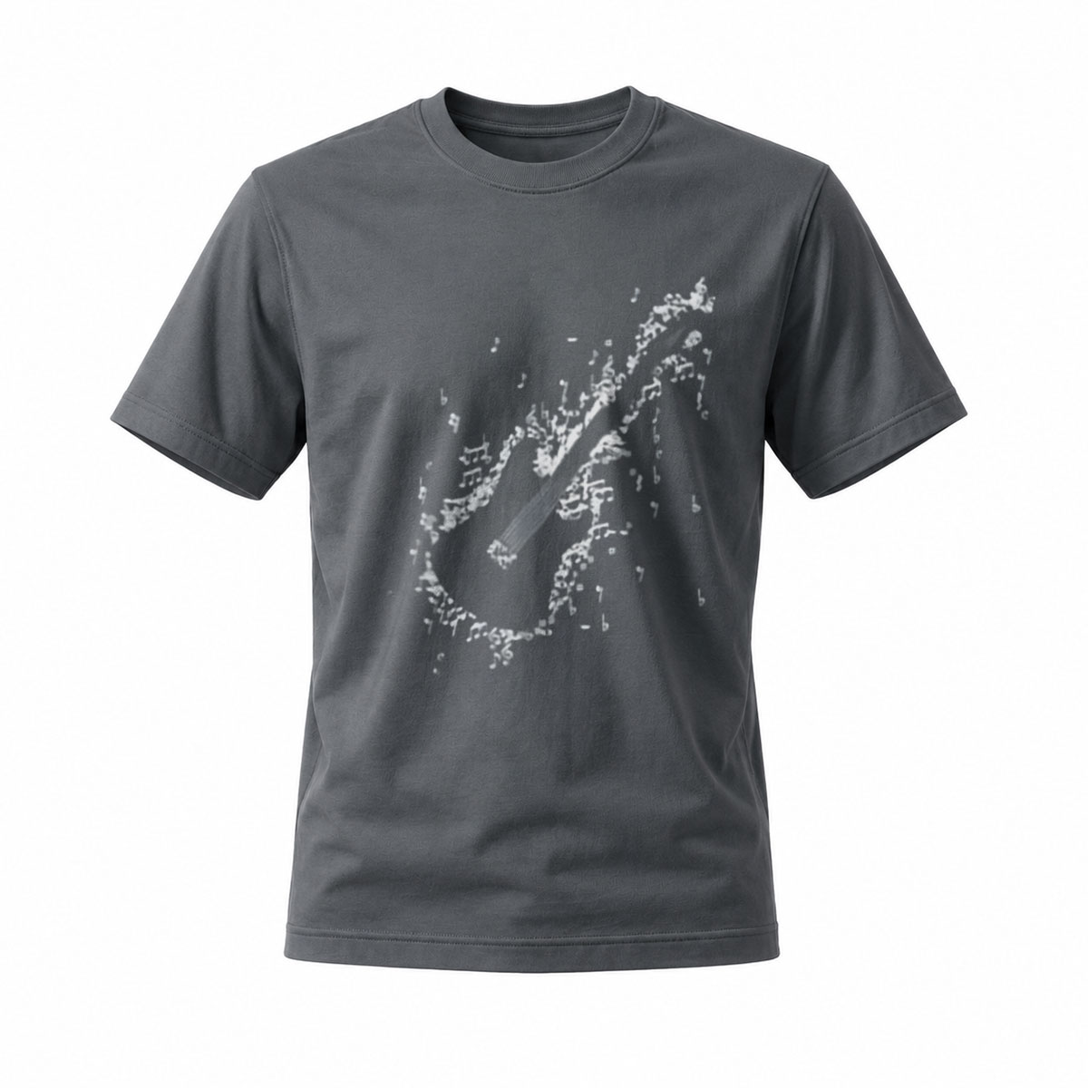 Black T-Shirt with Abstract Guitar Print Men's Casual Wear - Image 6