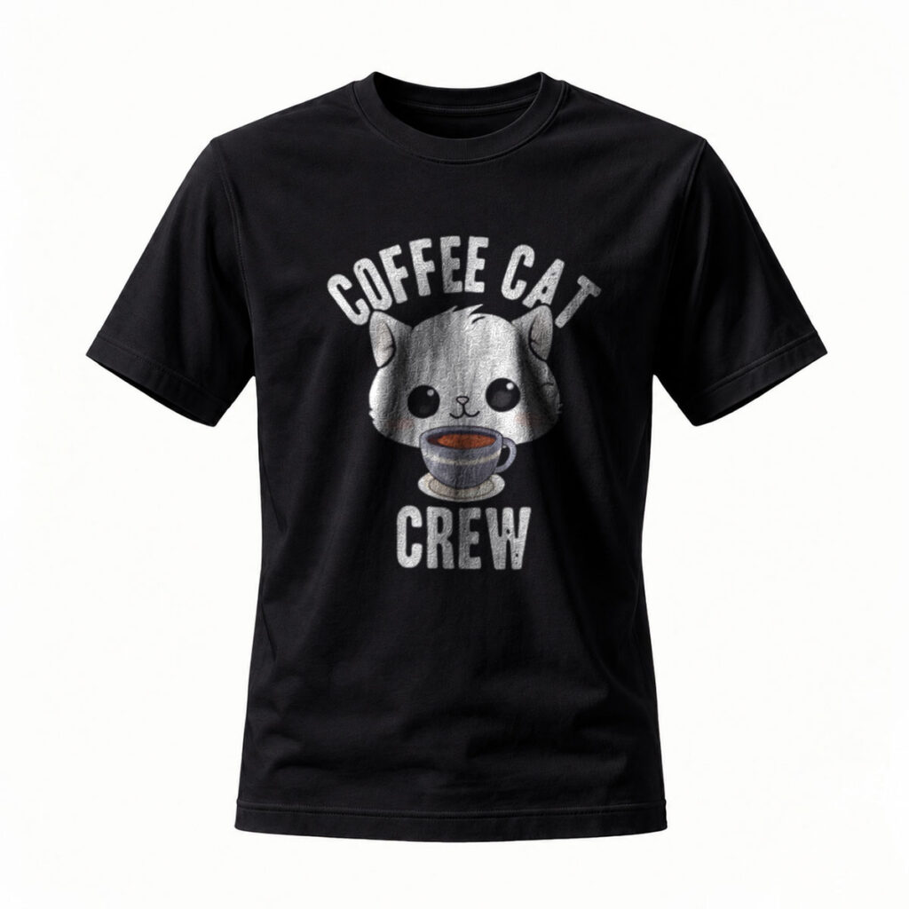 Coffee Cat Crew T-Shirt Men's Women's Casual Gift Wear