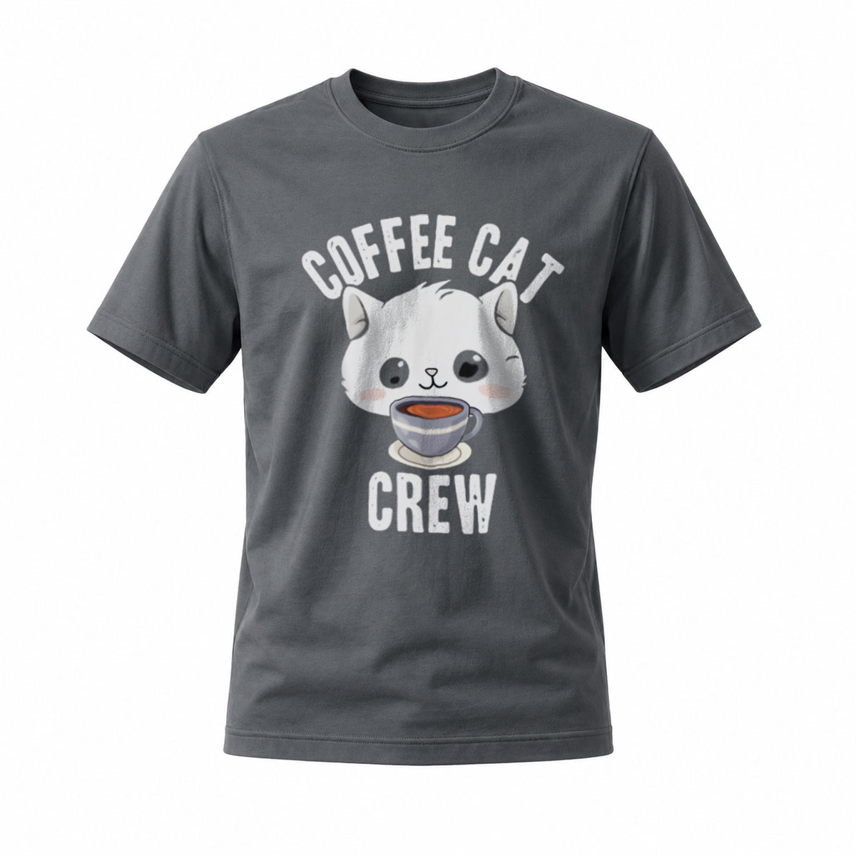 Coffee Cat Crew T-Shirt Men's Women's Casual Gift Wear - Image 6