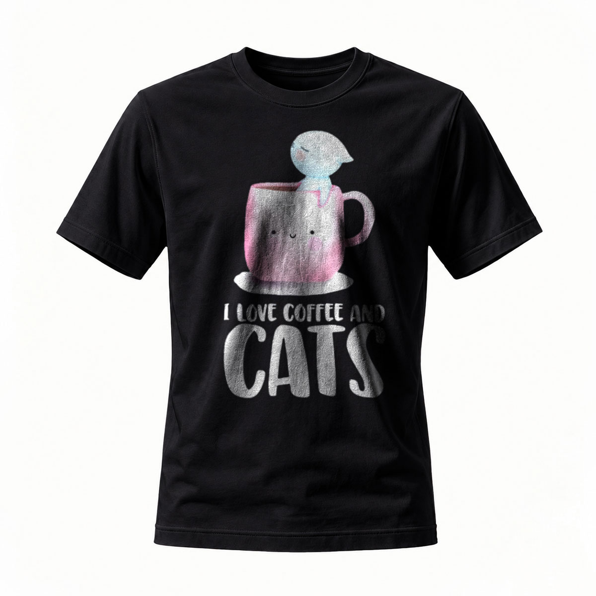 I Love Coffee and Cats T-Shirt Men Women Gift Fun Design