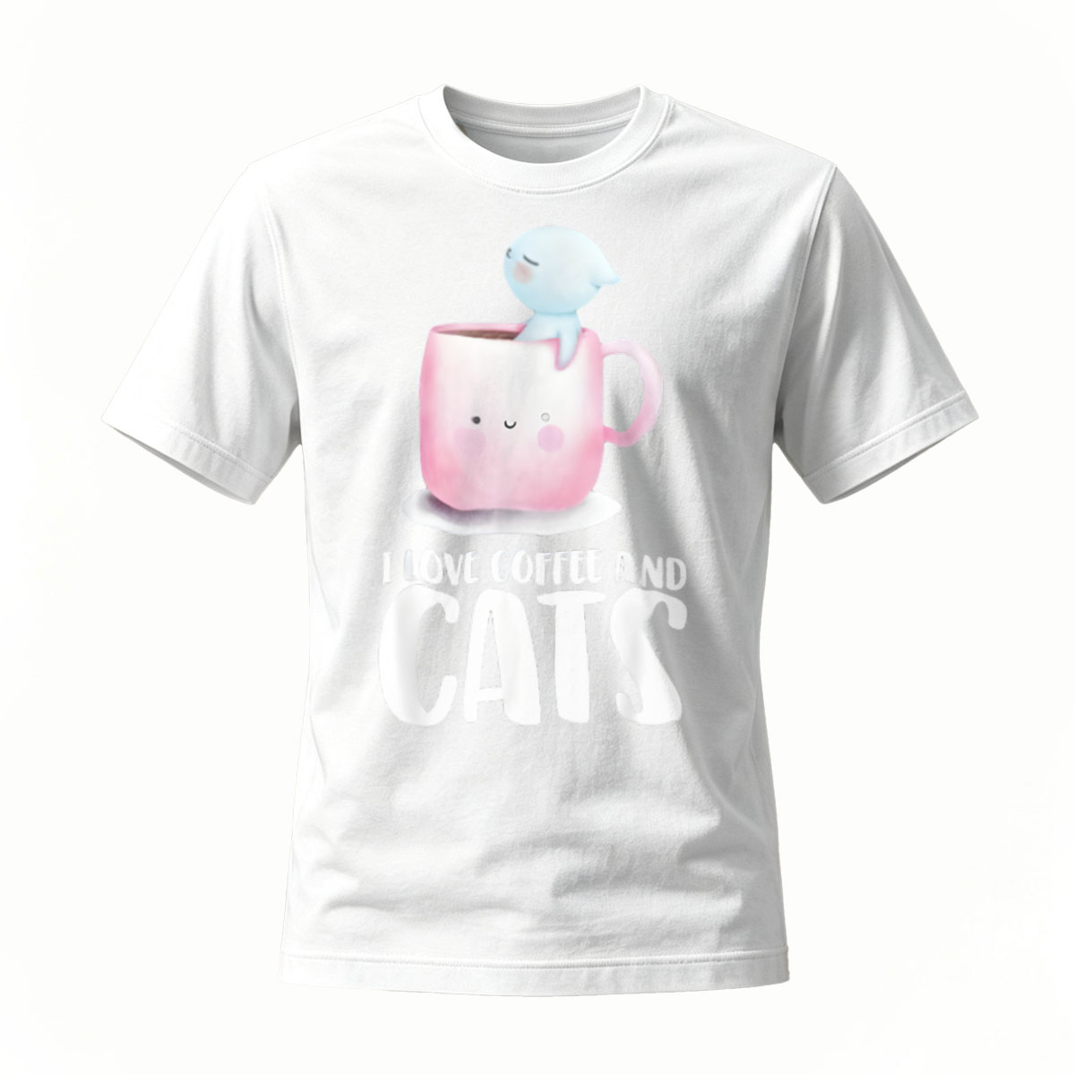 I Love Coffee and Cats T-Shirt Men Women Gift Fun Design - Image 2