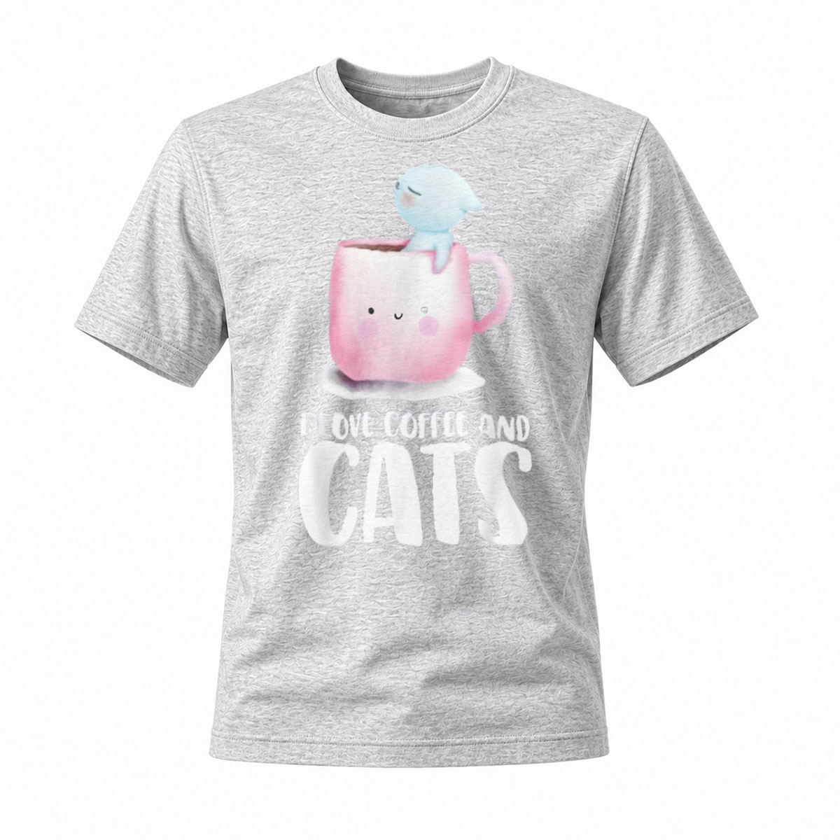 I Love Coffee and Cats T-Shirt Men Women Gift Fun Design - Image 3