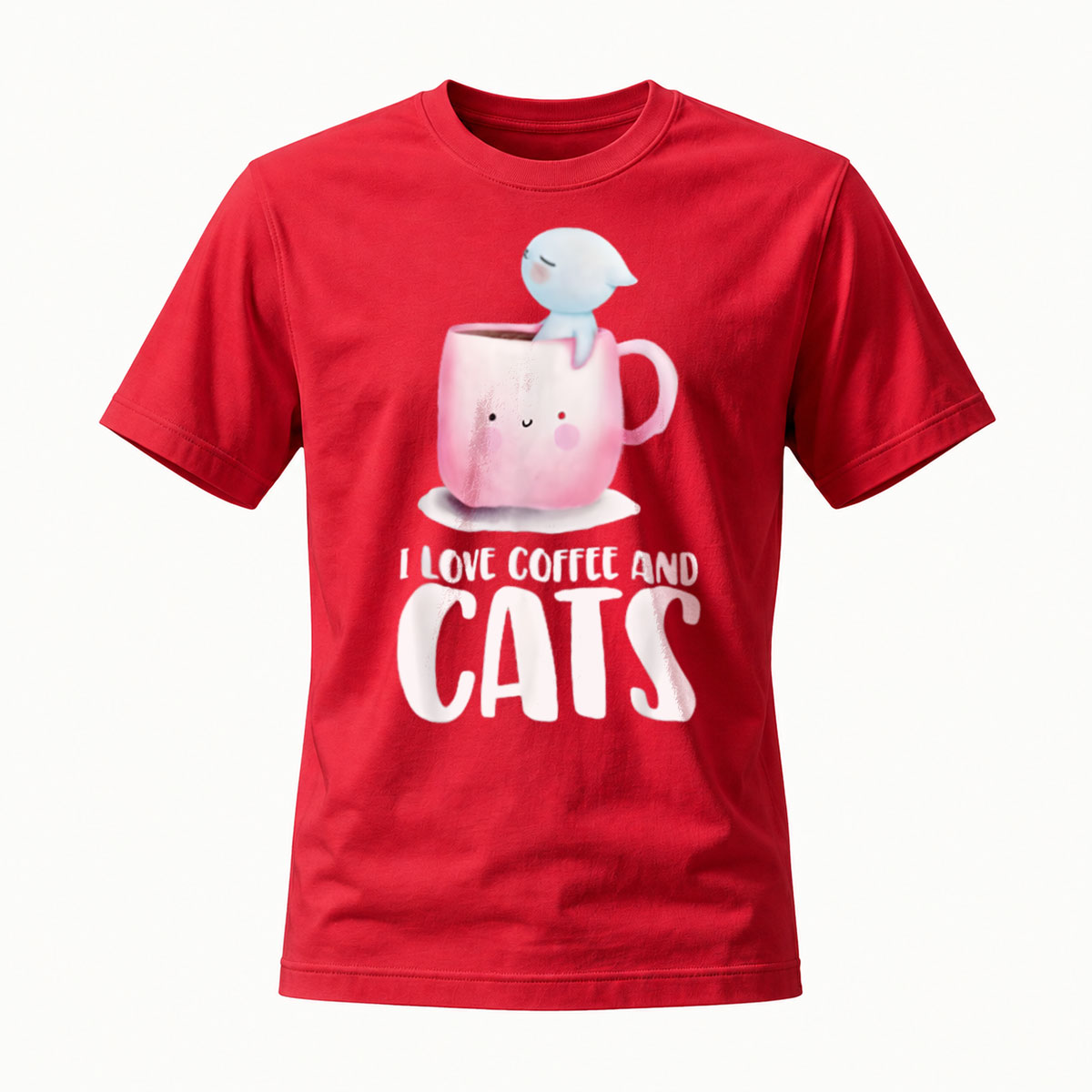 I Love Coffee and Cats T-Shirt Men Women Gift Fun Design - Image 5
