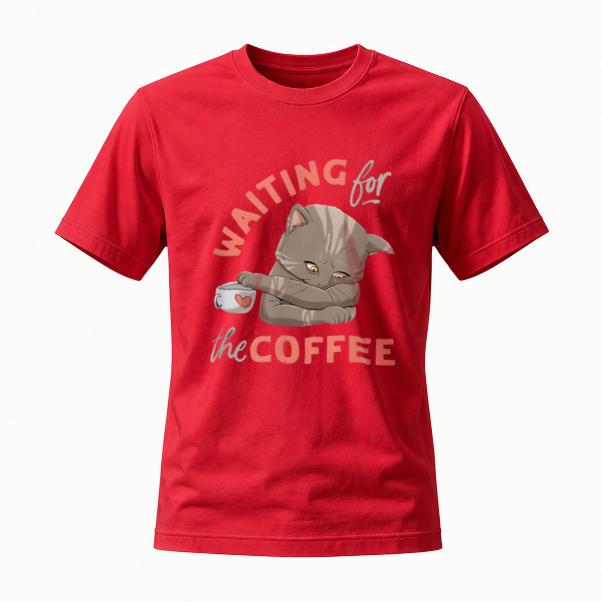 Waiting for the Coffee Cat T-Shirt Men's Women's Casual Wear Gift - Image 5