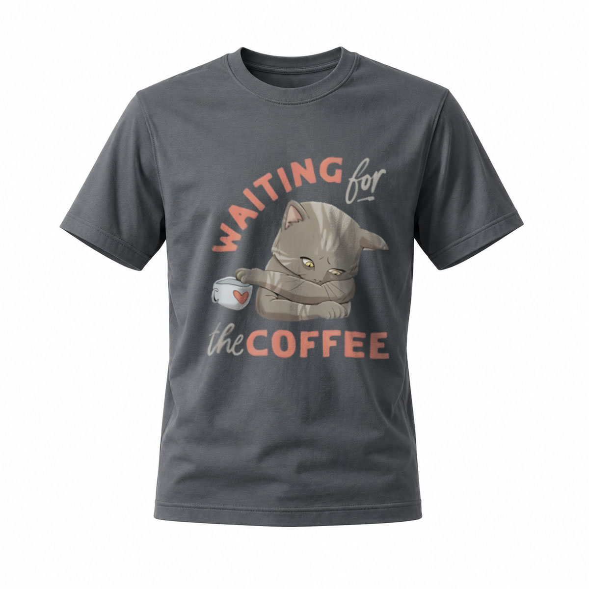 Waiting for the Coffee Cat T-Shirt Men's Women's Casual Wear Gift - Image 6