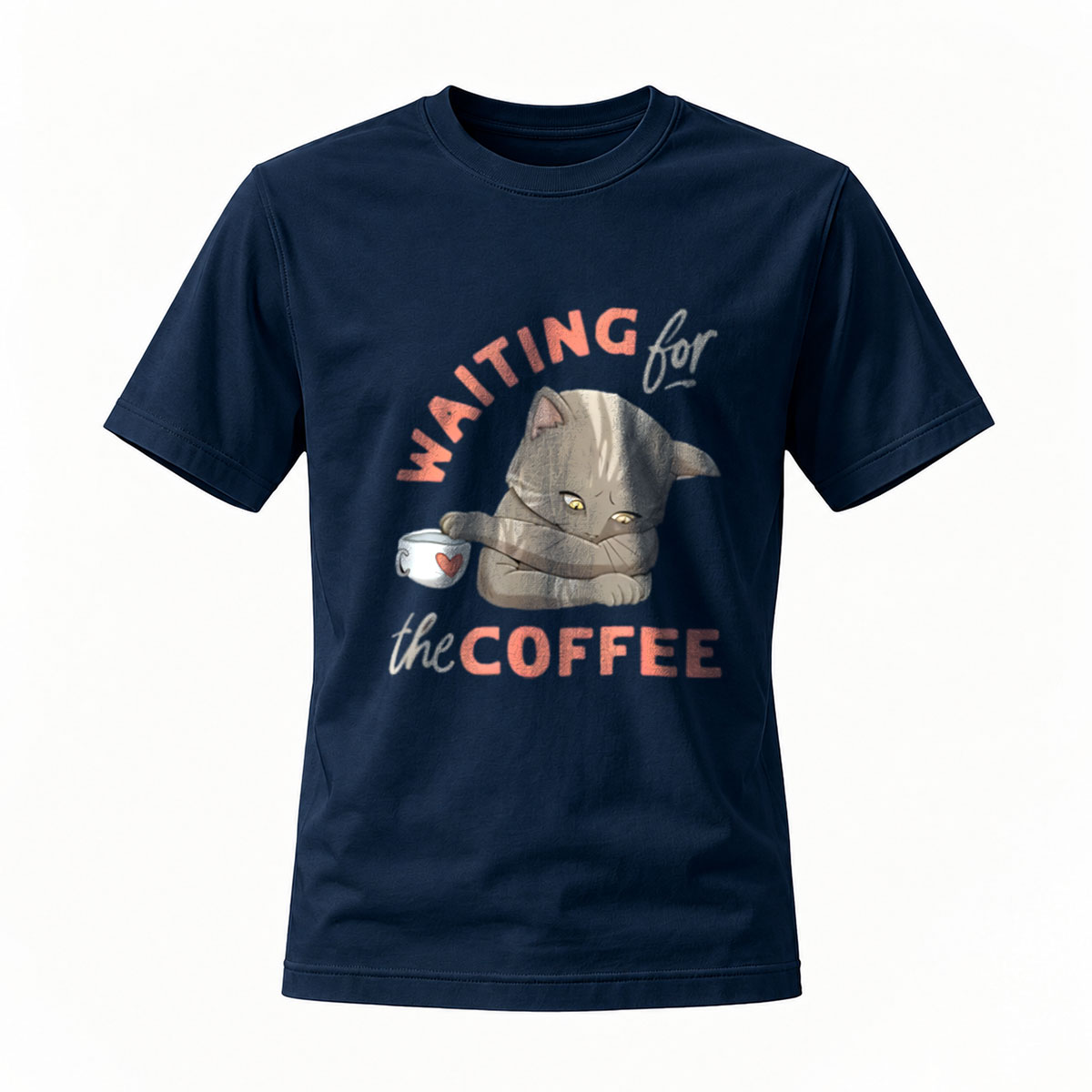 Waiting for the Coffee Cat T-Shirt Men's Women's Casual Wear Gift - Image 7