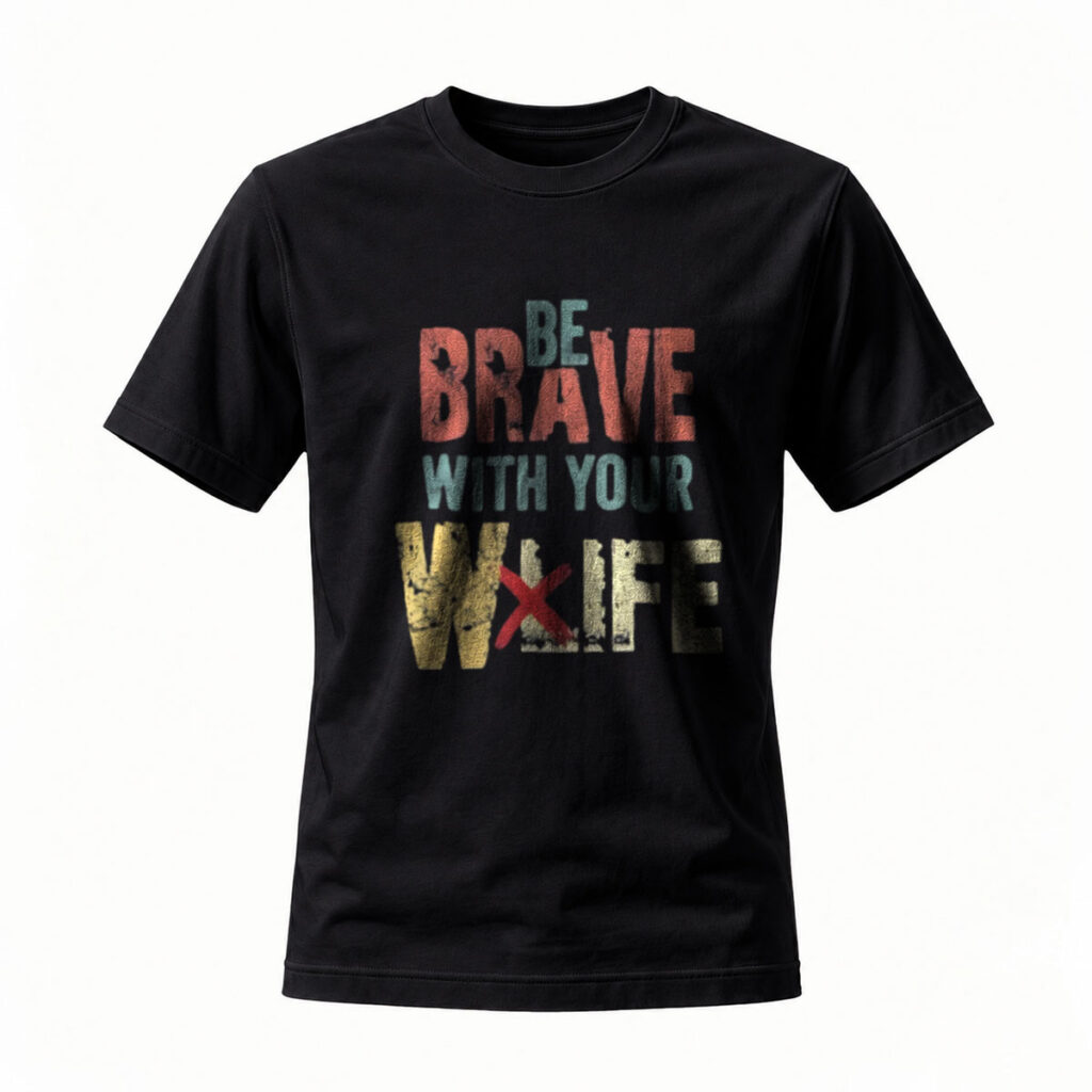 Be Brave With Your Wife Men's T-Shirt Graphic Tee Gift