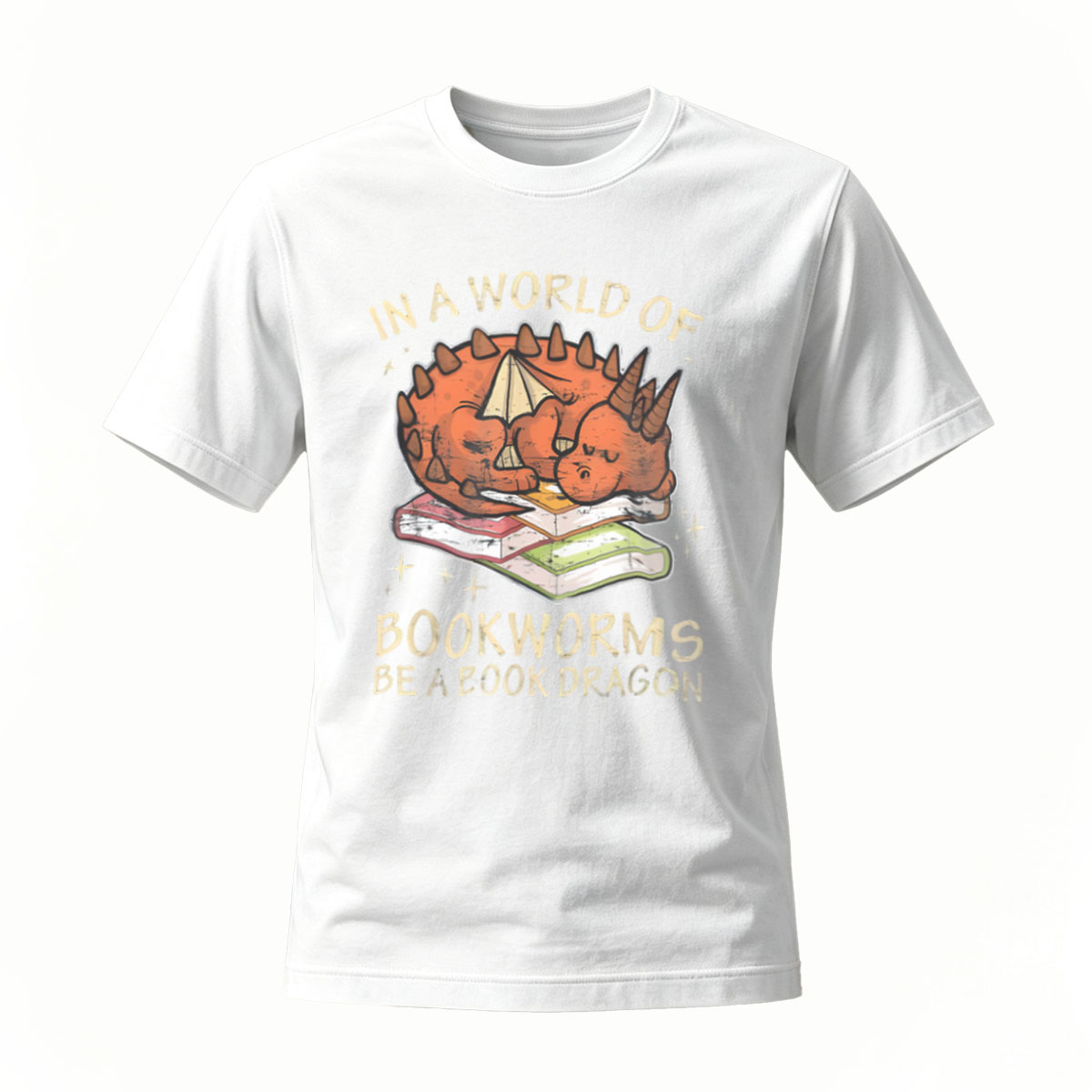 In a World of Bookworms Be a Book Dragon T-Shirt Men's Women's Reading Gift - Image 2