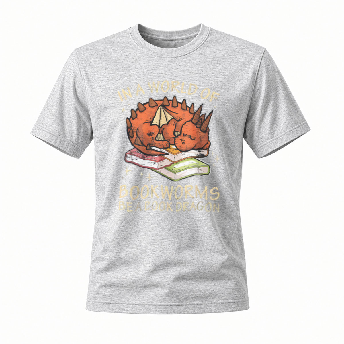 In a World of Bookworms Be a Book Dragon T-Shirt Men's Women's Reading Gift - Image 3