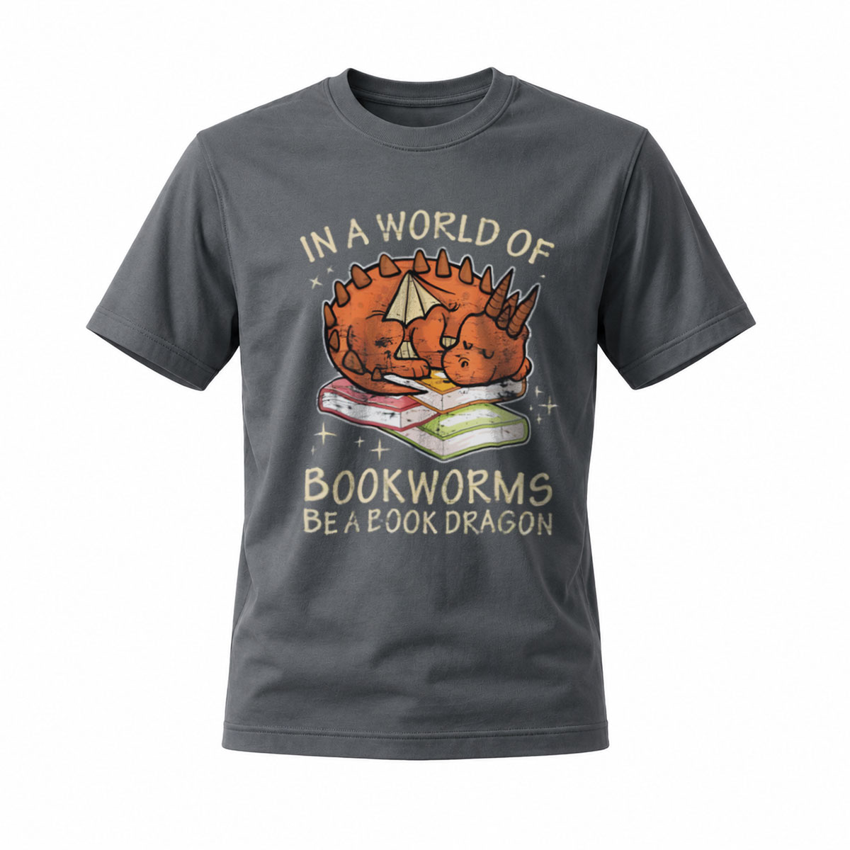 In a World of Bookworms Be a Book Dragon T-Shirt Men's Women's Reading Gift - Image 6