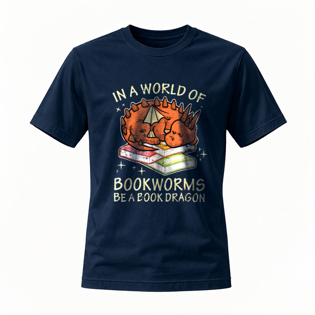 In a World of Bookworms Be a Book Dragon T-Shirt Men's Women's Reading Gift - Image 7