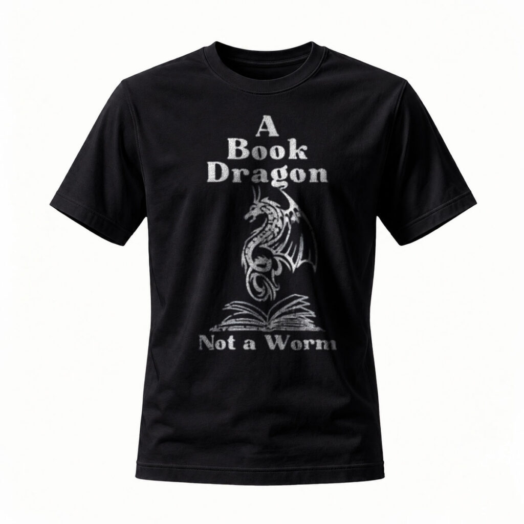 A Book Dragon Not a Worm T-Shirt Men's Women's Reading Gift