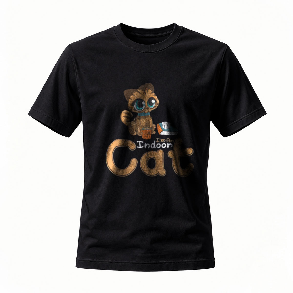 I'm an Indoor Cat Cute Cartoon Cat Print T-Shirt for Men and Women