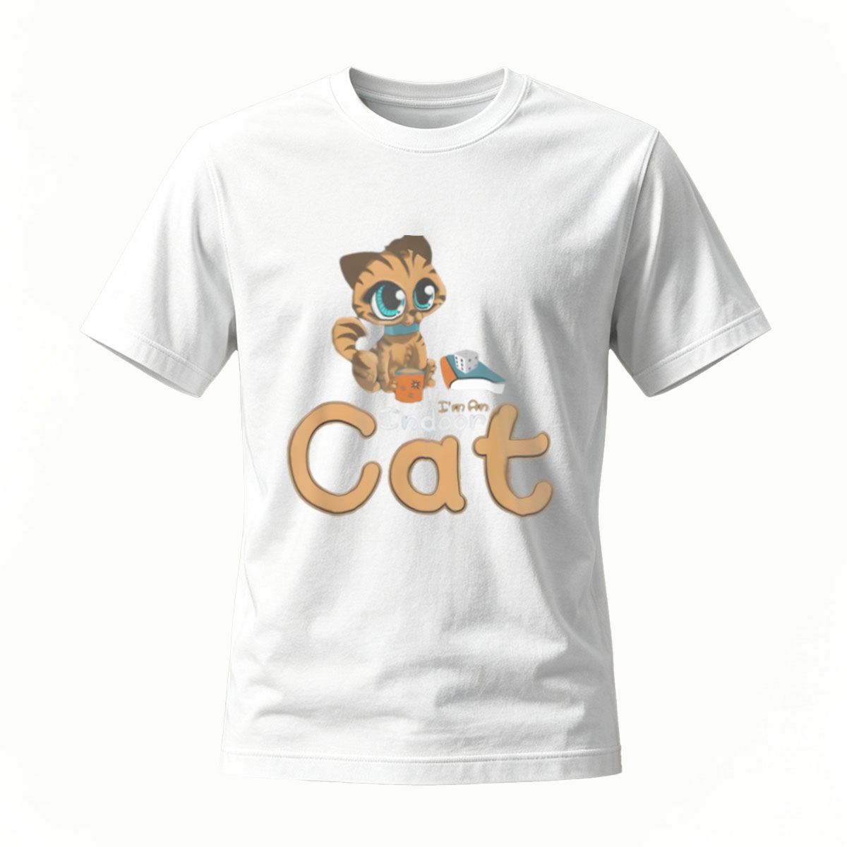 I'm an Indoor Cat Cute Cartoon Cat Print T-Shirt for Men and Women - Image 2