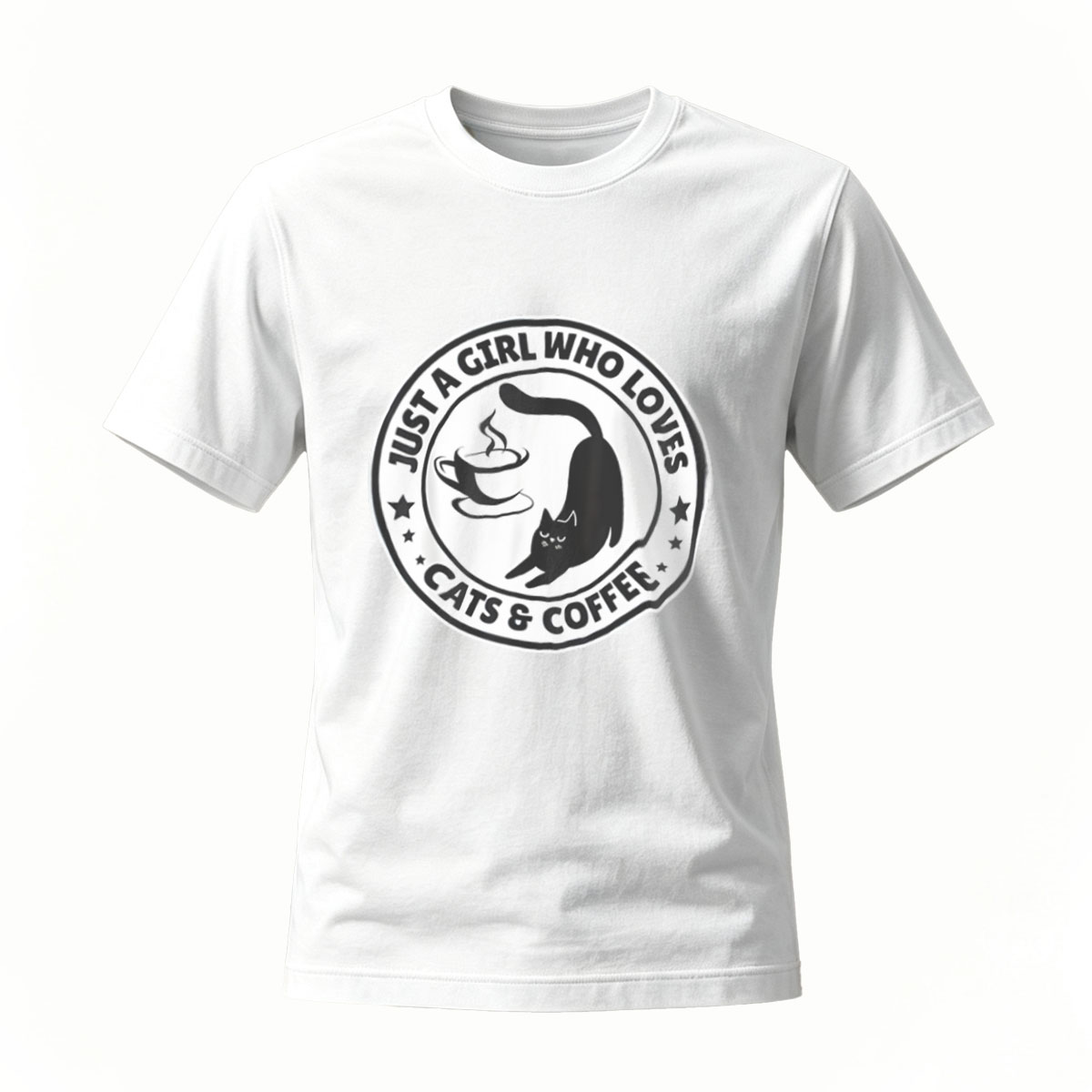 Just a Girl Who Loves Cats and Coffee T-Shirt Women's Gift - Image 2