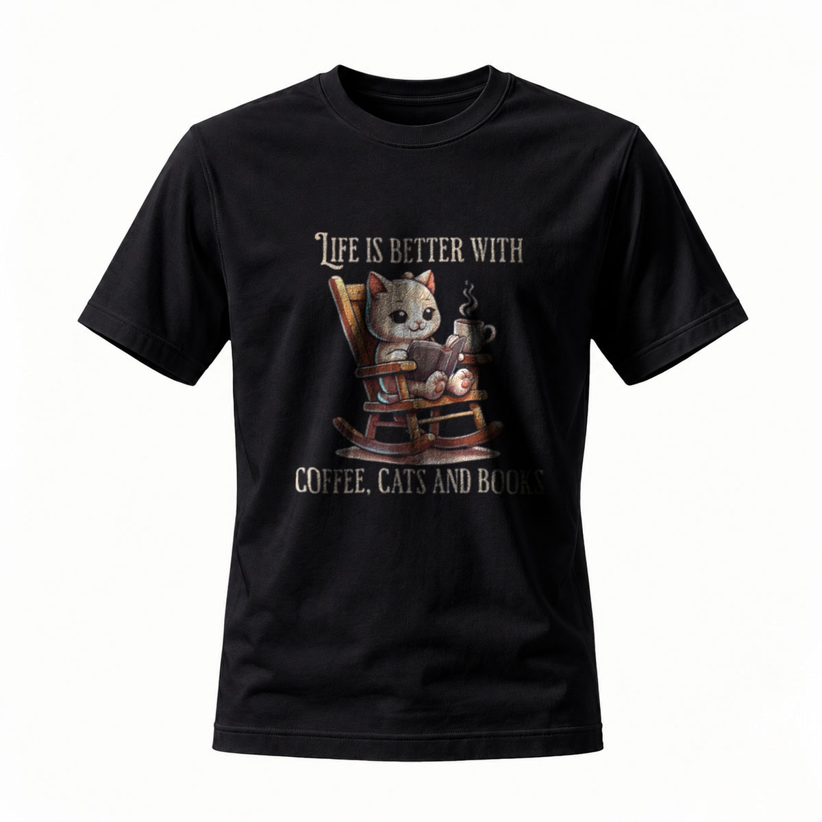 Life Is Better With Coffee Cats And Books T-Shirt