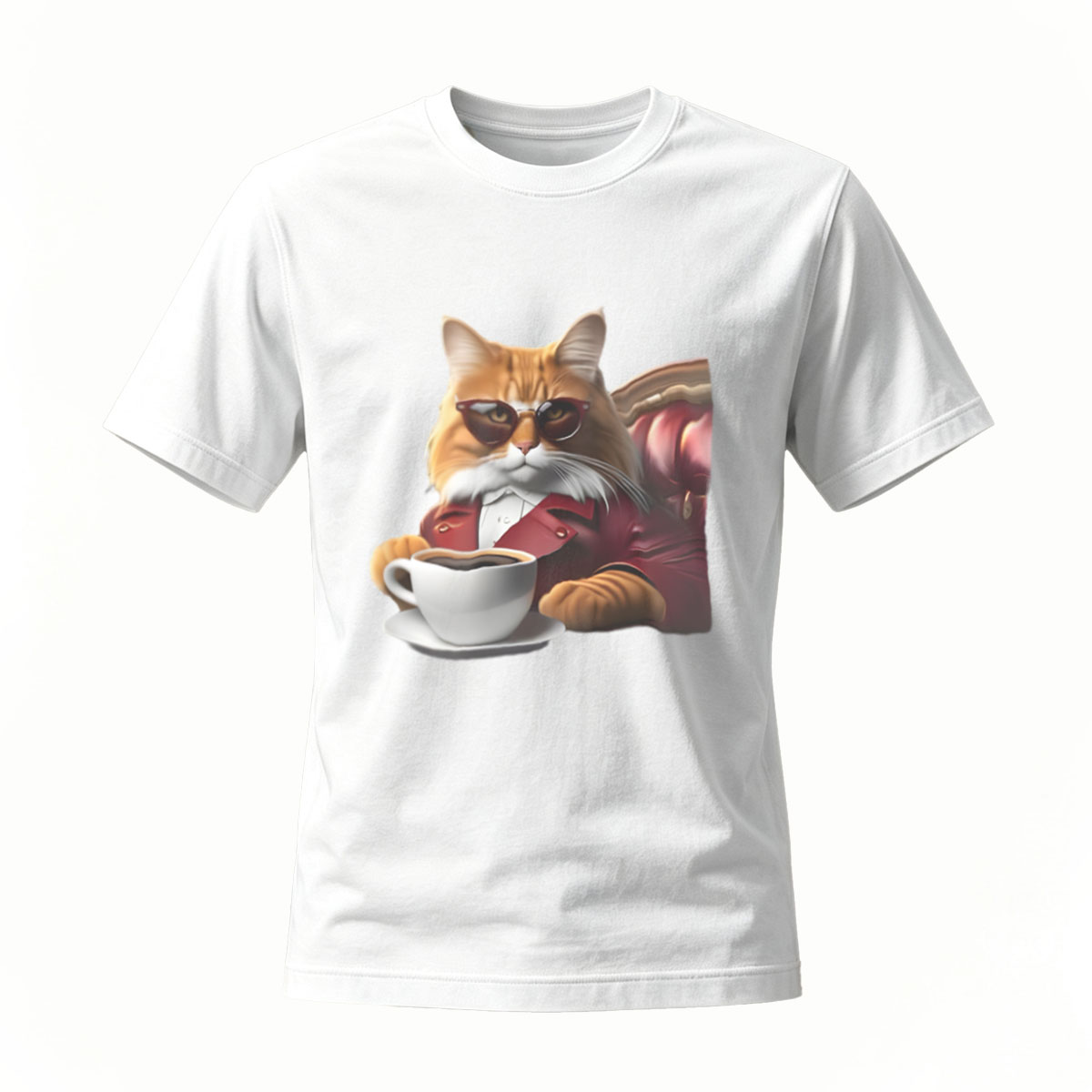 Cool Cat with Coffee Mug Men's T-Shirt Casual Wear Gift Idea - Image 2