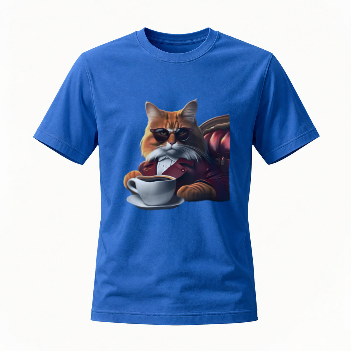 Cool Cat with Coffee Mug Men's T-Shirt Casual Wear Gift Idea - Image 4
