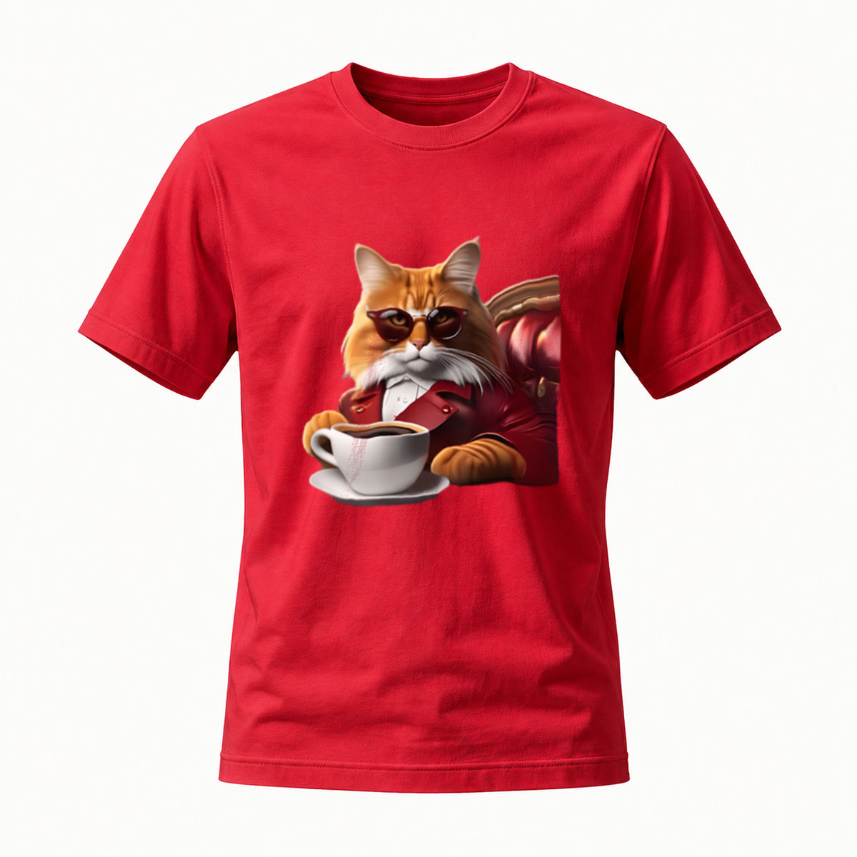 Cool Cat with Coffee Mug Men's T-Shirt Casual Wear Gift Idea - Image 5