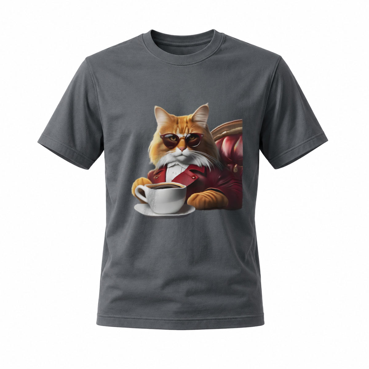 Cool Cat with Coffee Mug Men's T-Shirt Casual Wear Gift Idea - Image 6