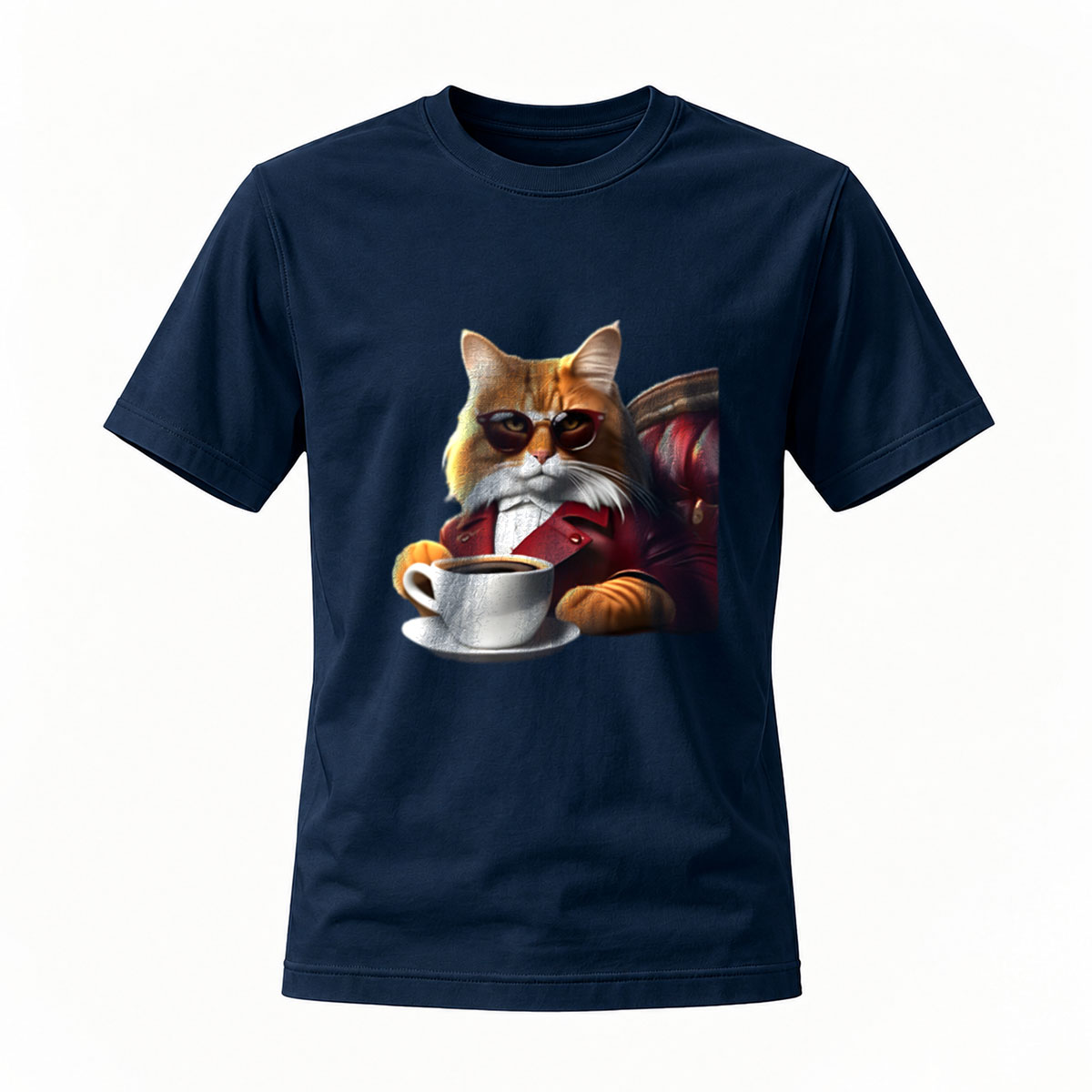 Cool Cat with Coffee Mug Men's T-Shirt Casual Wear Gift Idea - Image 7