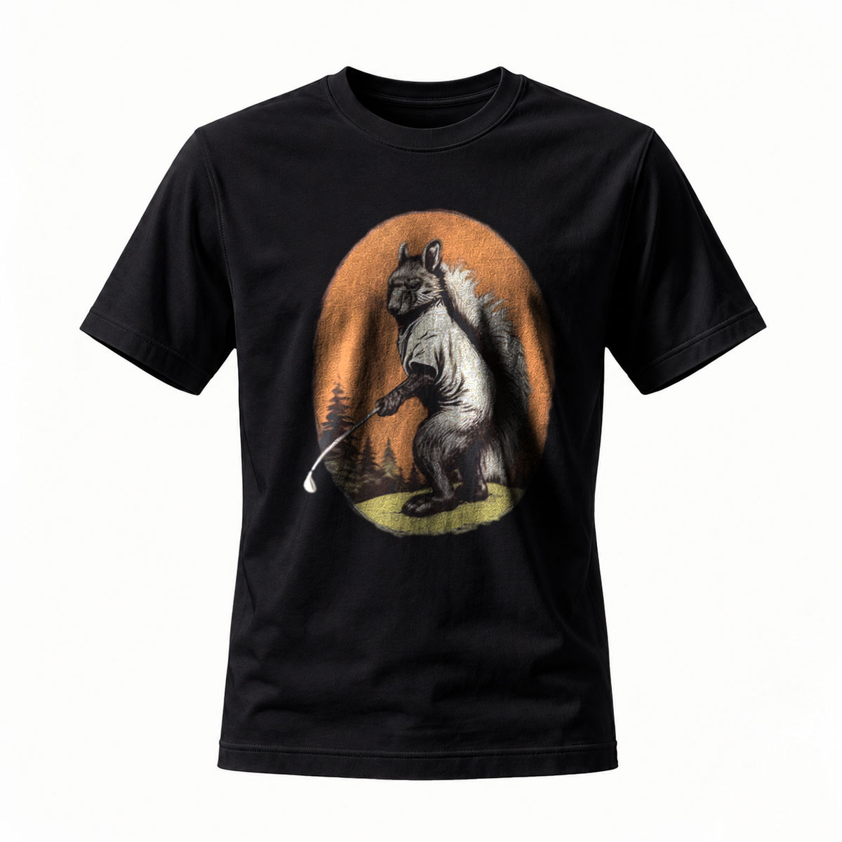 Squirrel Golfing T-Shirt Men's Funny Animal Print Casual Wear