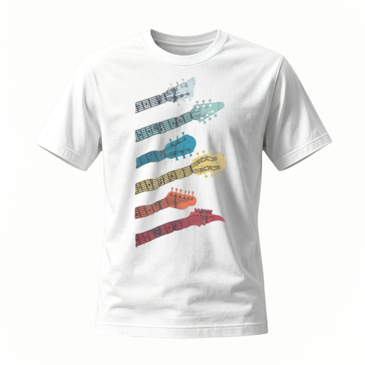 Guitar Headstock Print Men's T-Shirt Music Gift Wear - Image 2