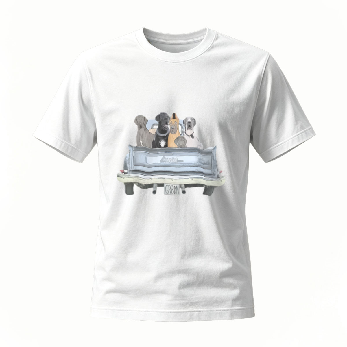 Dogs in Car Truck Bed T-Shirt Men's Casual Gift Wear - Image 2