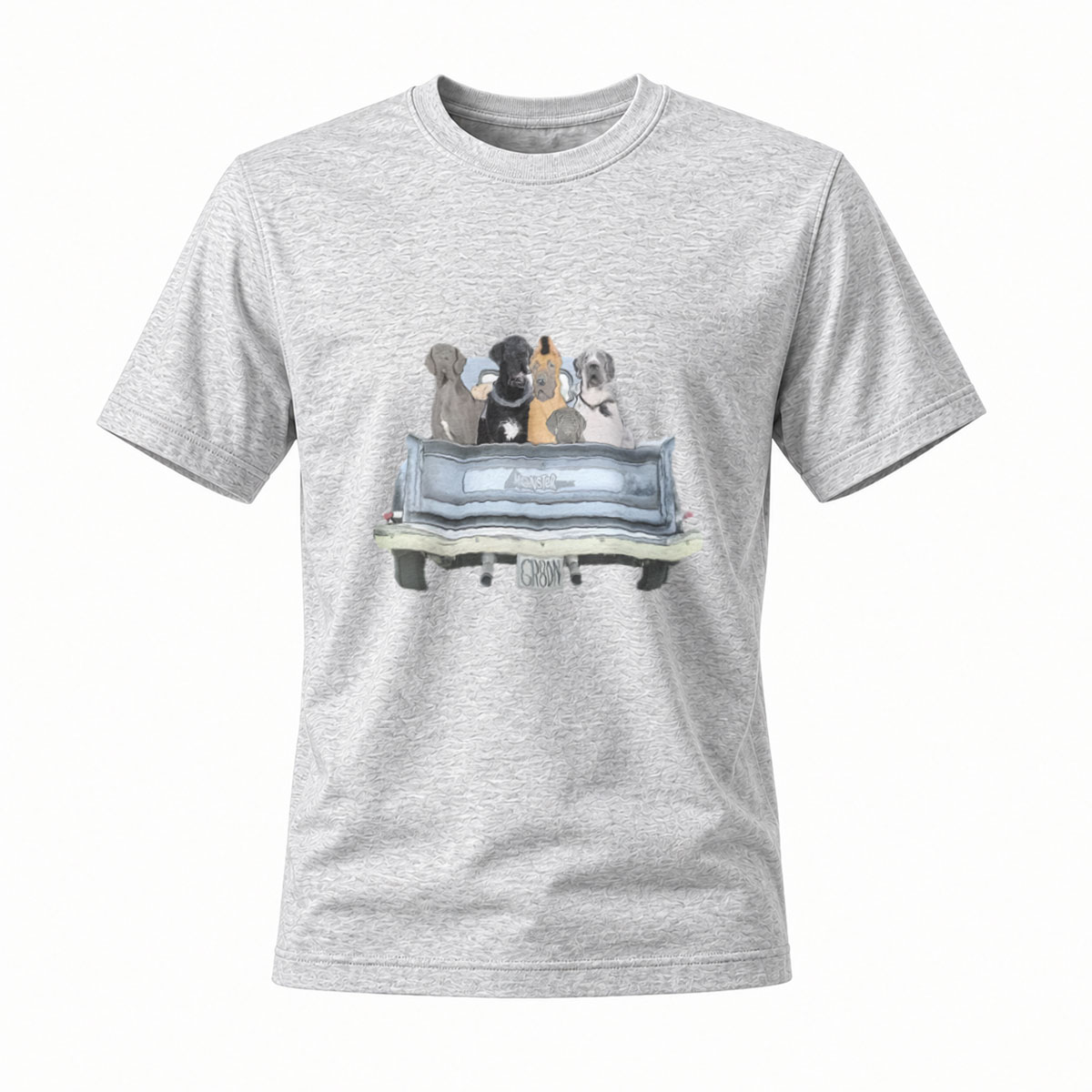 Dogs in Car Truck Bed T-Shirt Men's Casual Gift Wear - Image 3