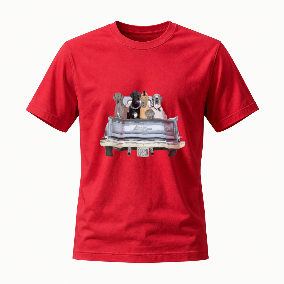 Dogs in Car Truck Bed T-Shirt Men's Casual Gift Wear - Image 5