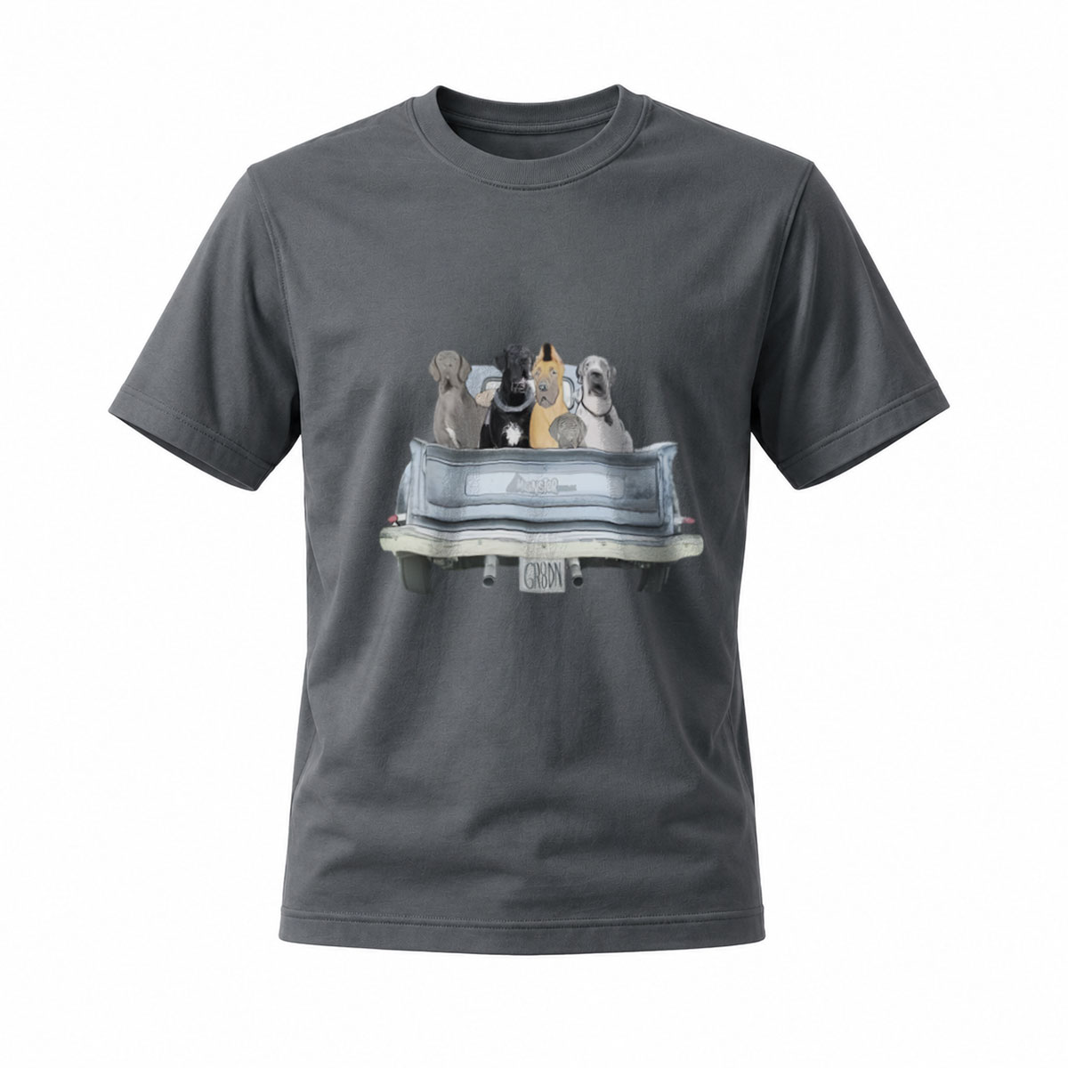 Dogs in Car Truck Bed T-Shirt Men's Casual Gift Wear - Image 6