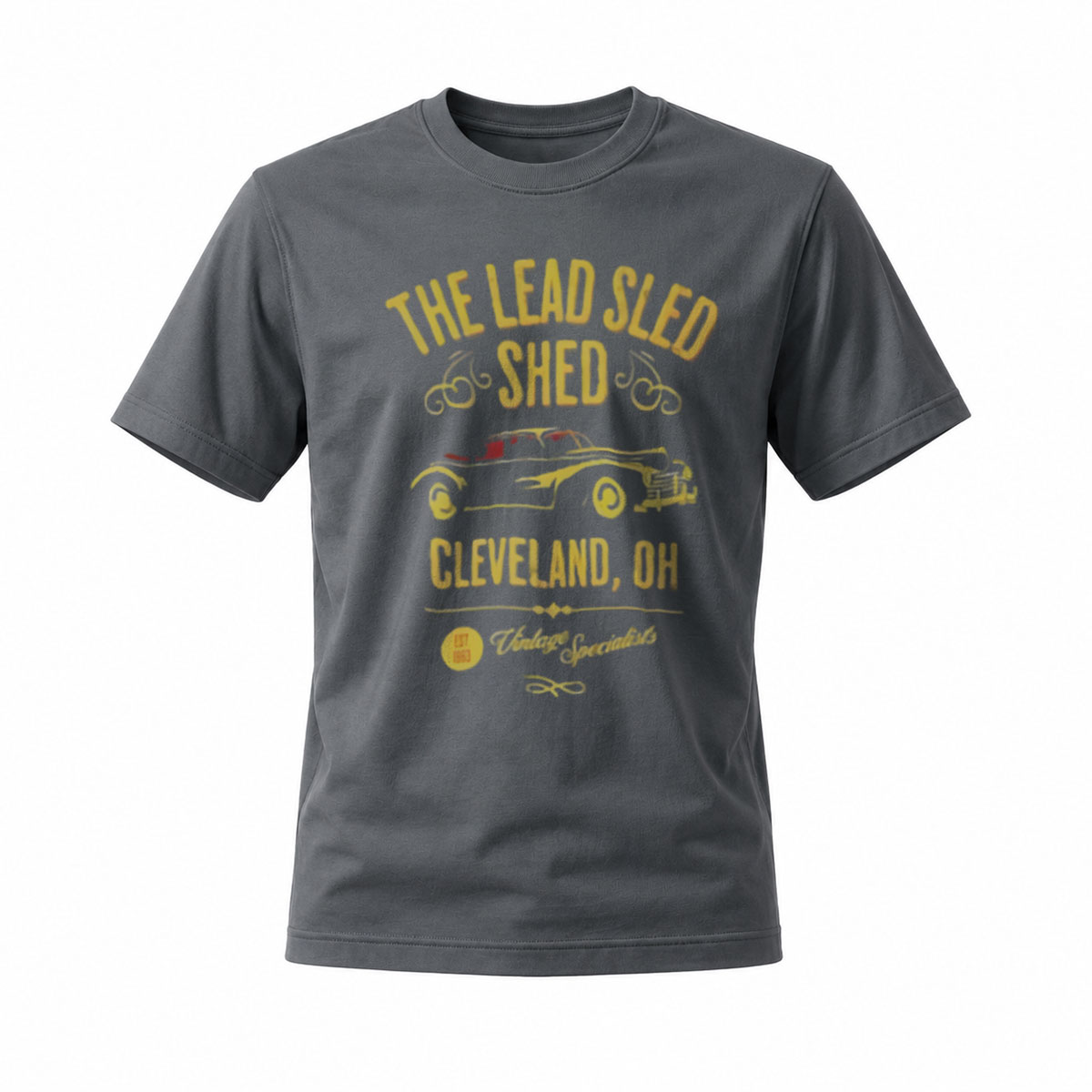 The Lead Sled Shed Cleveland OH Vintage Car T-Shirt - Image 6