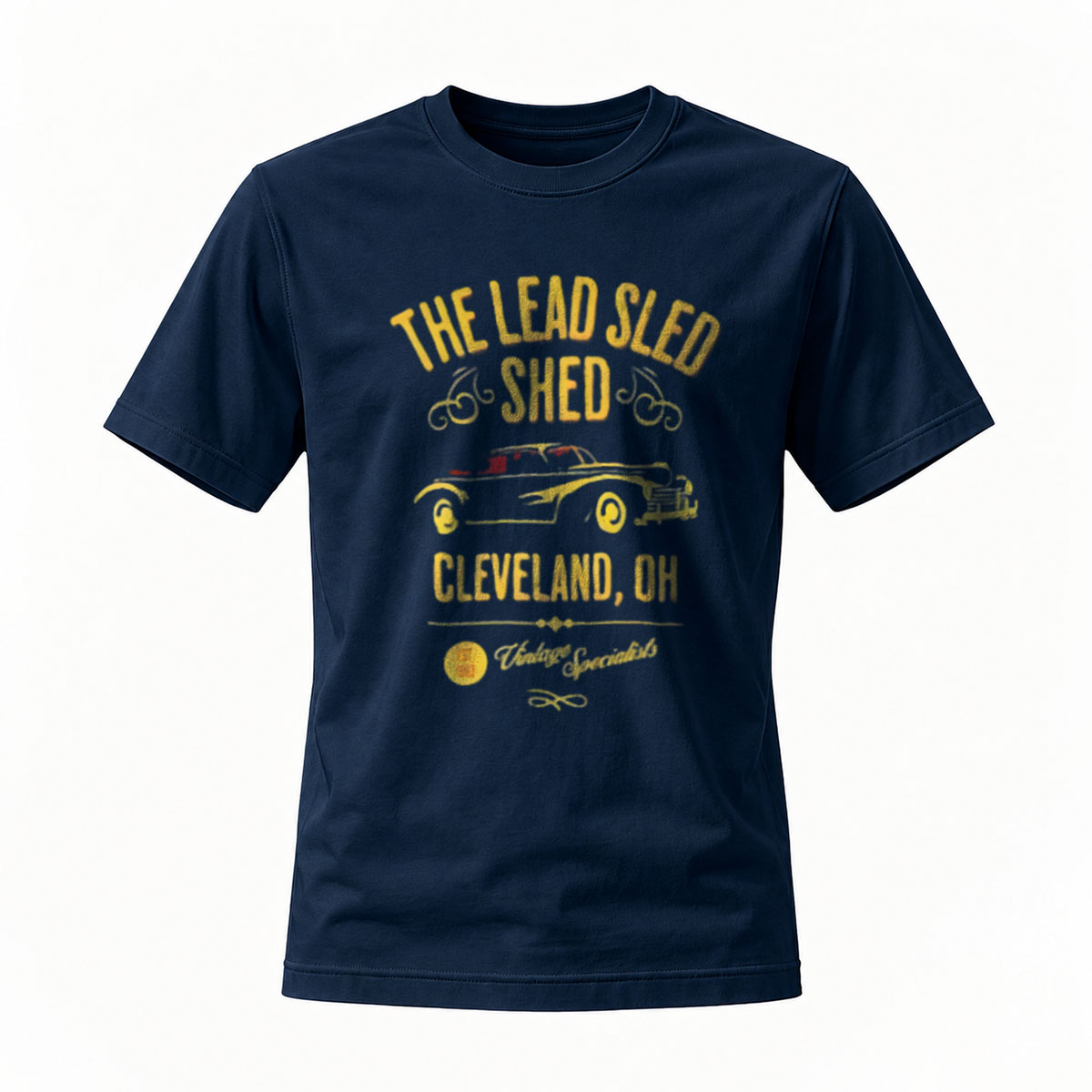 The Lead Sled Shed Cleveland OH Vintage Car T-Shirt - Image 7