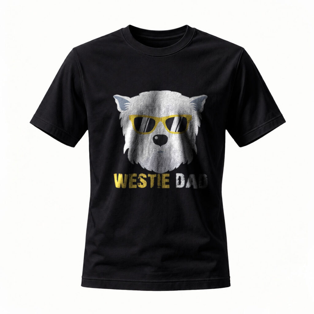 Westie Dad Dog Lover T-Shirt Men's Black Sunglasses Print Gift