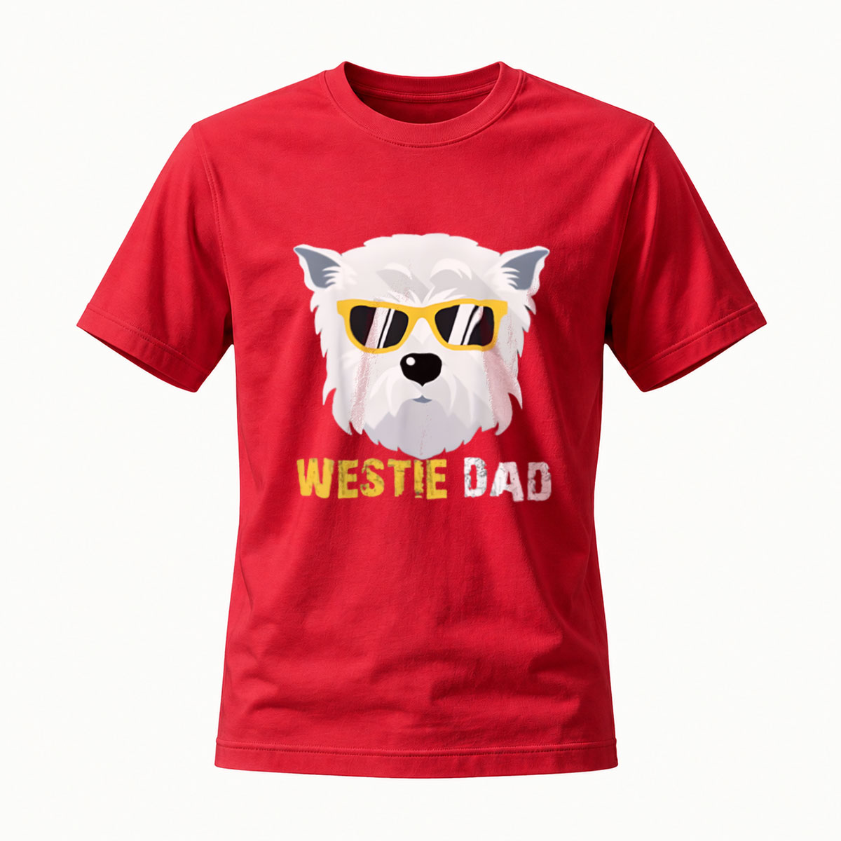 Westie Dad Dog Lover T-Shirt Men's Black Sunglasses Print Gift - Image 5