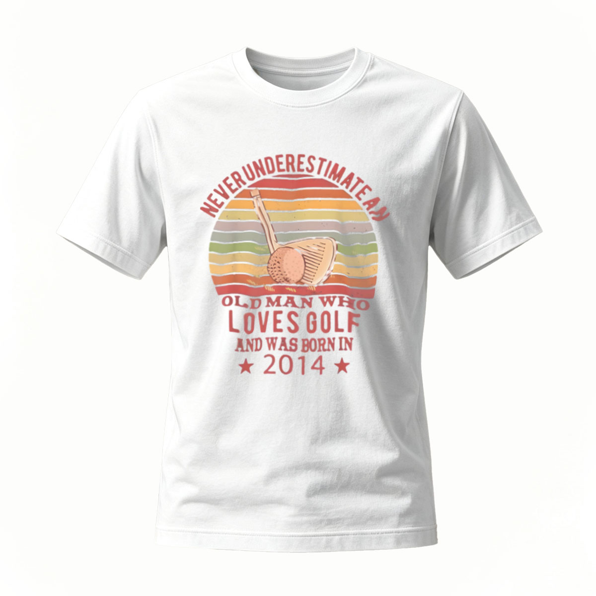 Never Underestimate Old Man Who Loves Golf Born 2014 Men's T-Shirt - Image 2