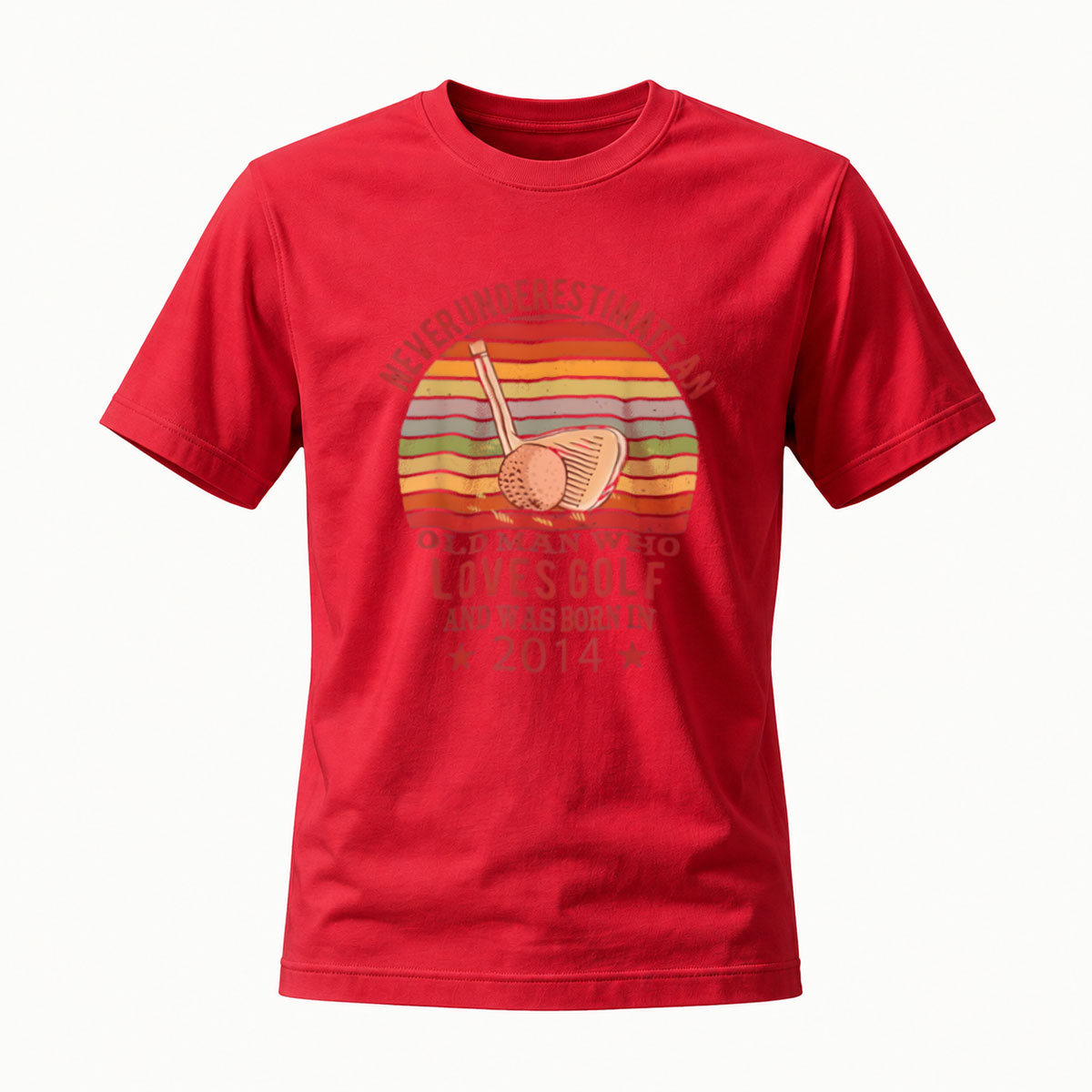 Never Underestimate Old Man Who Loves Golf Born 2014 Men's T-Shirt - Image 5