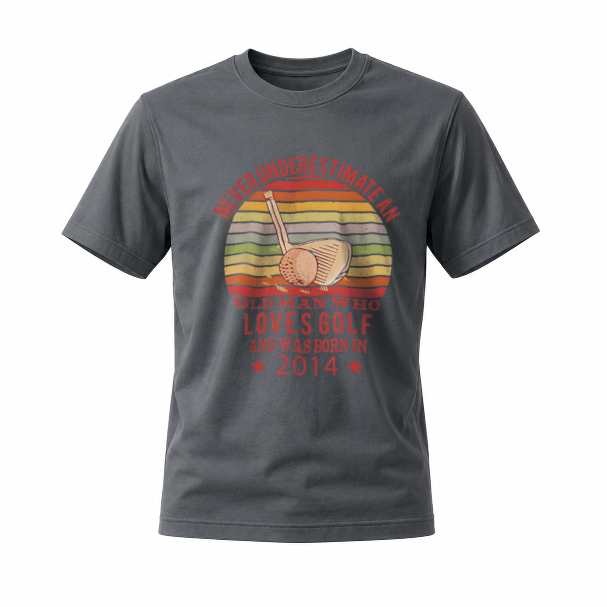 Never Underestimate Old Man Who Loves Golf Born 2014 Men's T-Shirt - Image 6