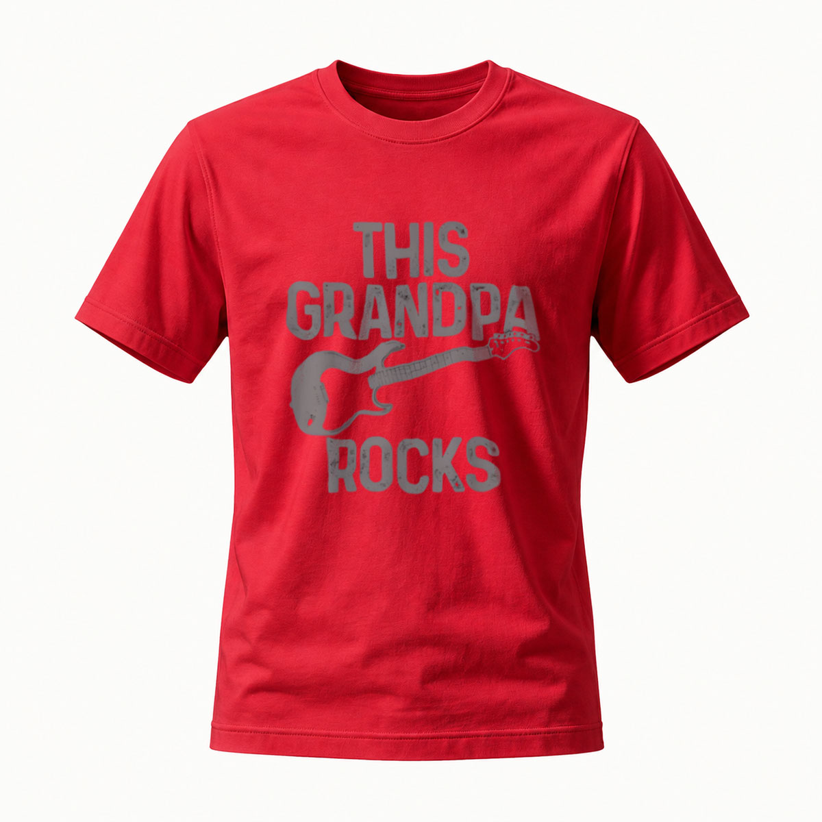 This Grandpa Rocks Guitar T-Shirt Men's Casual Wear - Image 5